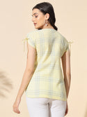 Cotton Crepe Yarn Dyed Check Top- #TP016- Yellow