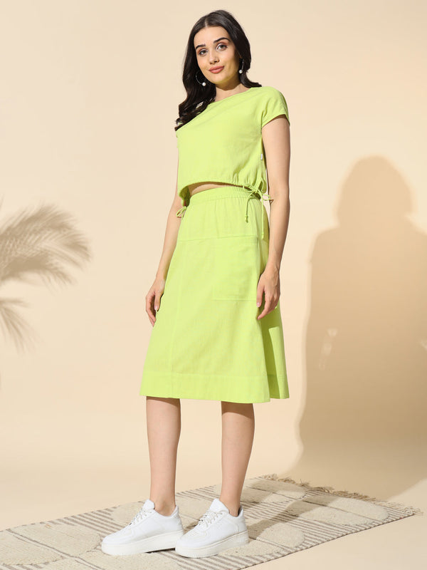 Cyber Lime Crop Top and Skirt- #CRD030