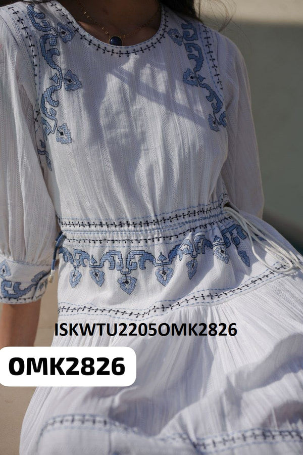 Sequined Cotton Tunic-ISKWTU2205OMK2826