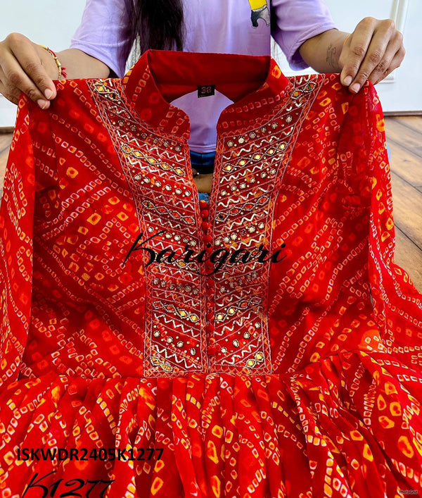 Bandhani Printed Georgette Padded Dress-ISKWDR2405k1277/kk1278