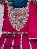Embroidered Maslin Silk Anarkali With Ombre Dupatta-ISKWAN1306NP2236