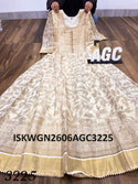 Foil Printed Silk Gown With Bandhani Printed Dupatta-ISKWGN2606AGC3225