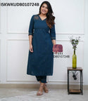 Embroidered Cotton Linen Kurti With Pant-ISKWKUDB010724B