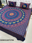 Mandala Print Cotton Bedsheet With Pillow Cover-ISKBDS16075706