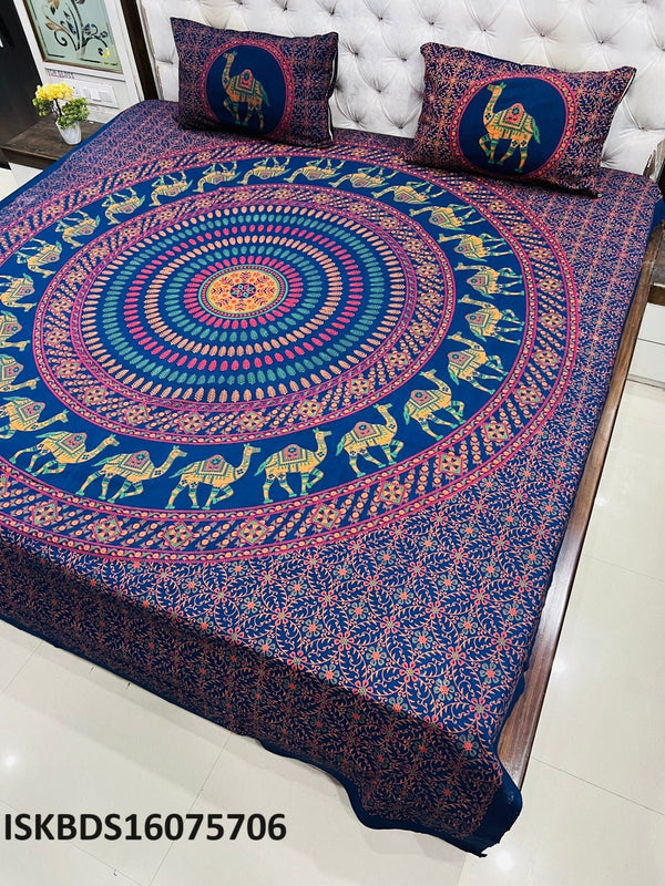 Mandala Print Cotton Bedsheet With Pillow Cover-ISKBDS16075706