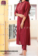 Embroidered Linen Cotton Kurti With Pant-ISKWKUDB010824M