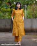 Kantha Weaved Cotton A-Line Kurti With Palazzo-ISKWKU0908PPC/D1493