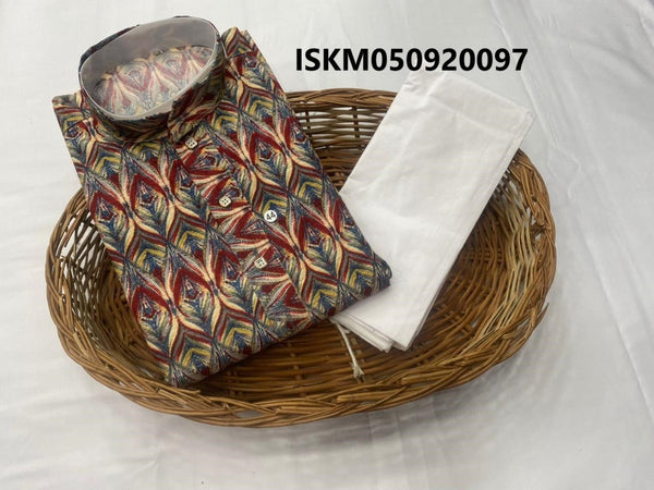 Printed Imported Men's Kurta With Pant-ISKM050920097