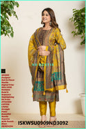 Digital Printed Maslin Kurti With Pant And Dupatta-ISKWSU0909ND3092