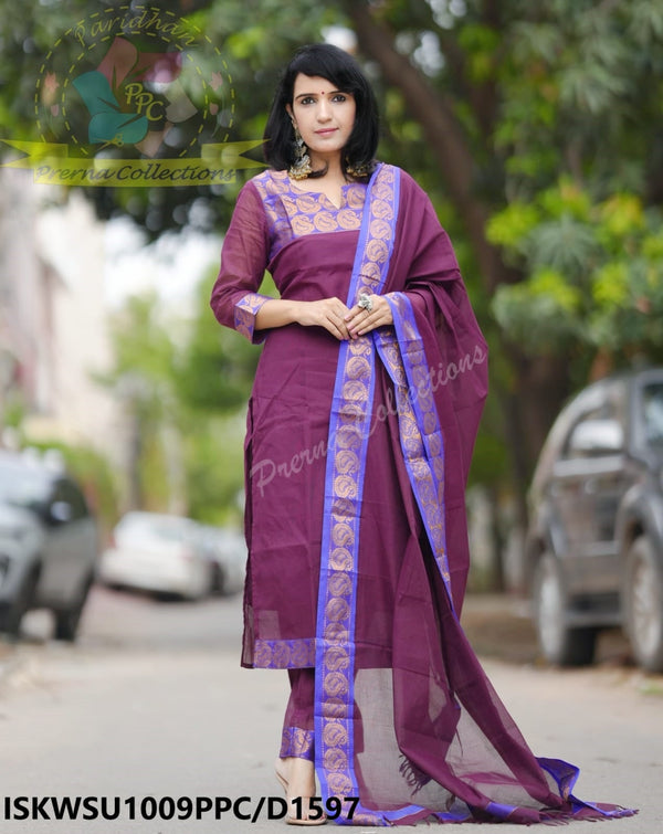 Cotton Silk Kanchi Kurti With Pant And Kanchi Cotton Dupatta-ISKWSU1009PPC/D1597