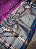 Handloom Kanchi Silk Saree With Contrast Blouse-ISKWSR1009W4224