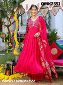 Chinon Anarkali Kurti With Palazzo And Floral Printed Dupatta-ISKWPL1309OMK2551