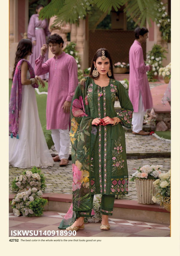 Embroidered Viscose Silk With Viscose Pant And Floral Printed Dupatta-ISKWSU140918990