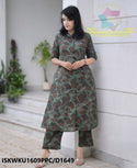 Kalamkari Printed Cotton A-Line Kurti With Pant-ISKWKU1609PPC/D1649