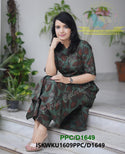 Kalamkari Printed Cotton A-Line Kurti With Pant-ISKWKU1609PPC/D1649