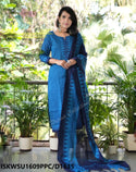 Handloom Cotton Kurti With Pant And Dupatta-ISKWSU1609PPC/D1635