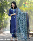 Khadi Cotton Kurti With Khadi Pant And Digital Kalamkari Printed Khadi Silk Dupatta-ISKWSU1609PPC/D1533