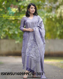 Embroidered Cotton Silk Kurti With Pant And Dupatta-ISKWSU1609PPC/D1303