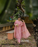 Embroidered Handloom Kurti With Handloom Cotton Pant And Linen Dupatta-ISKWSU1609PPC/D1526