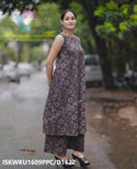 Ajrakh Printed Cotton A-Line Kurti With Palazzo-ISKWKU1609PPC/D1622