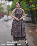 Ajrakh Printed Cotton A-Line Kurti With Palazzo-ISKWKU1609PPC/D1622