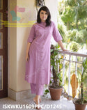 Kantha Weaved  Cotton A-Line Kurti With Palazzo-ISKWKU1609PPC/D1245/1246