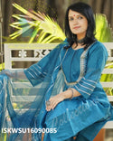 Embroidered Chanderi Kurti With Pant And Organza Dupatta-ISKWSU16090085