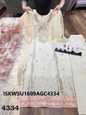 Embroidered Tissue Silk Kurti With Pant And Digital Printed Silk Dupatta-ISKWSU1609AGC4334