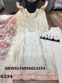 Embroidered Tissue Silk Kurti With Pant And Digital Printed Silk Dupatta-ISKWSU1609AGC4334