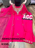 Embroidered Silk Kurti With Pant And Organza Dupatta-ISKWSU1609AGC4330