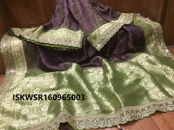 Zari Weaved Tissue Silk Saree With Blouse-ISKWSR160965003