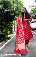 Kota Doriya Kurti With Pant And Self Zari Weaving Dupatta-ISKWSU1609VC2796