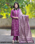 Handloom Cotton Kurti With Pant And Digital Printed Khadi Silk Dupatta-ISKWSU1809PPC/D1638