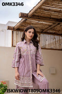 Embroidered Chanderi Cotton Top With Pant-ISKWIDW1809OMK3346