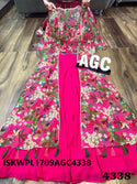 Georgette Crop Top With Palazzo And Floral Printed Shrug-ISKWPL1709AGC4338