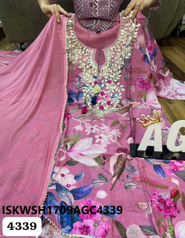 Printed Chinon Silk Kurti With Sharara And Chiffon Dupatta-ISKWSH1709AGC4339