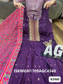 Embroidered Maslin Silk Gown With Patola Printed Georgette Dupatta-ISKWGN1709AGC4340