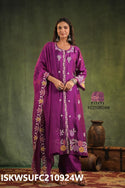 Embroidered Dola Silk Kurti With Pant And Organza Dupatta-ISKWSUFC210924W