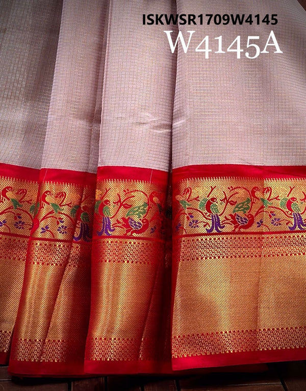 Gadwal Silk Saree With Contrast Blouse-ISKWSR1709W4145