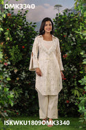 Embroidered Net Schiffli Kurti With Pant-ISKWKU1809OMK3340