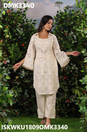 Embroidered Net Schiffli Kurti With Pant-ISKWKU1809OMK3340