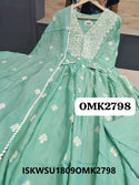 Embroidered Modal Silk Anarkali Kurti With Silk Pant And Modal Silk Dupatta-ISKWSU1809OMK2798