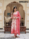 Digital Floral Malmal Cotton Anarkali Kurti With Pant And Dupatta-ISKWSU1809OMK2913