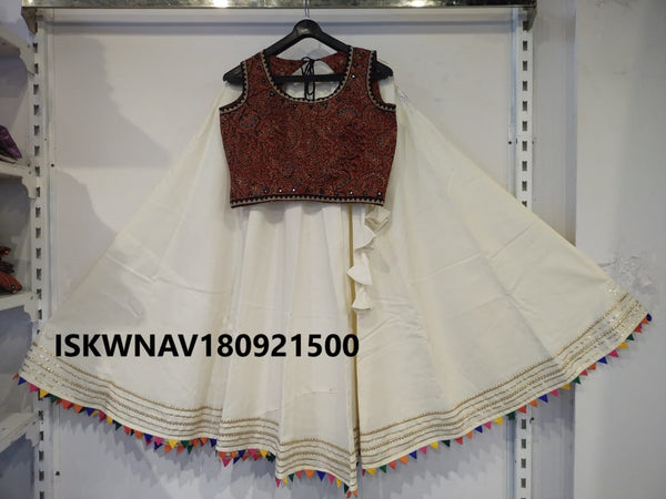 Cotton Lehenga With Hand Block Printed Blouse-ISKWNAV180921500