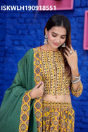 Bagru Hand Block Printed Cotton Lehenga With Blouse And Malmal Dupatta-ISKWLH190918551