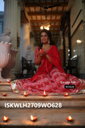 Hand Block Printed Cotton Lehenga With Blouse And Dupatta-ISKWLH2709WO628