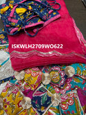 Hand Block Printed Cotton Lehenga With Blouse And Organza Dupatta-ISKWLH2709WO622