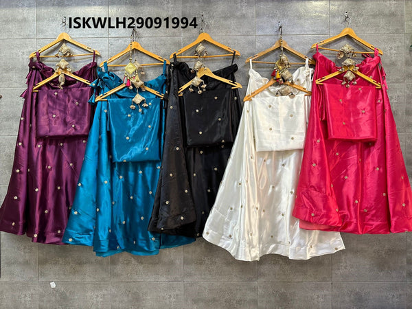 Embroidered Satin Cotton Silk Lehenga With Blouse-ISKWLH29091994