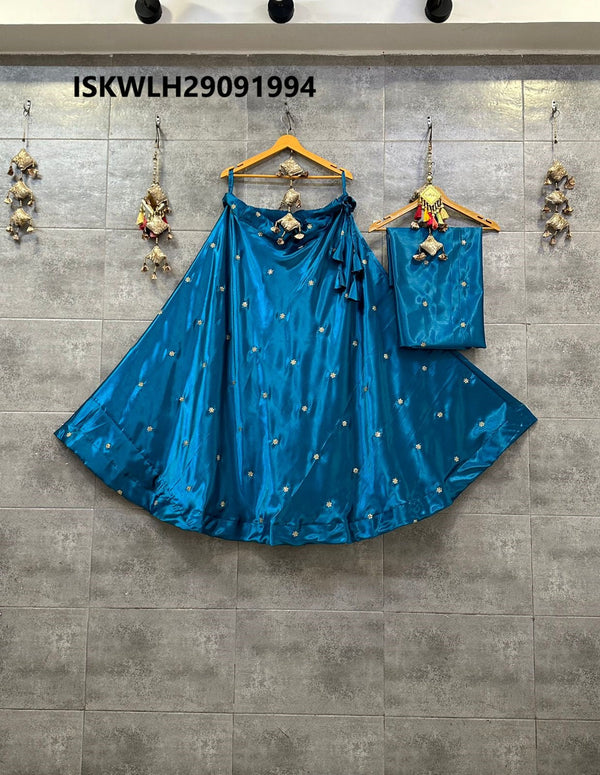 Embroidered Satin Cotton Silk Lehenga With Blouse-ISKWLH29091994