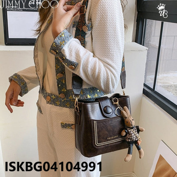 Imported Crossbody Sling Bag With Teddy Keychain-ISKBG04104991